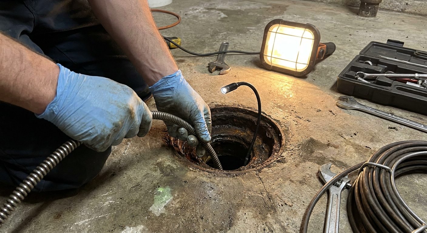 Débouchage et inspection par caméra d'un drain